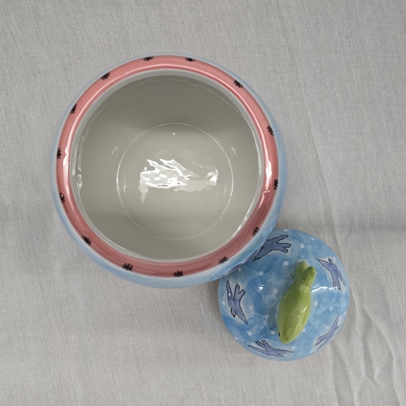 Hausenware Cat Kitten Butterfly Fish Birds Floral Ceramic Cookie Jar Vintage - Picture 7 of 16